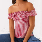 Checkered Square Neck Crop Top