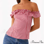 Checkered Square Neck Crop Top