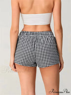 Checkered Stretchy Waist Relaxed Short