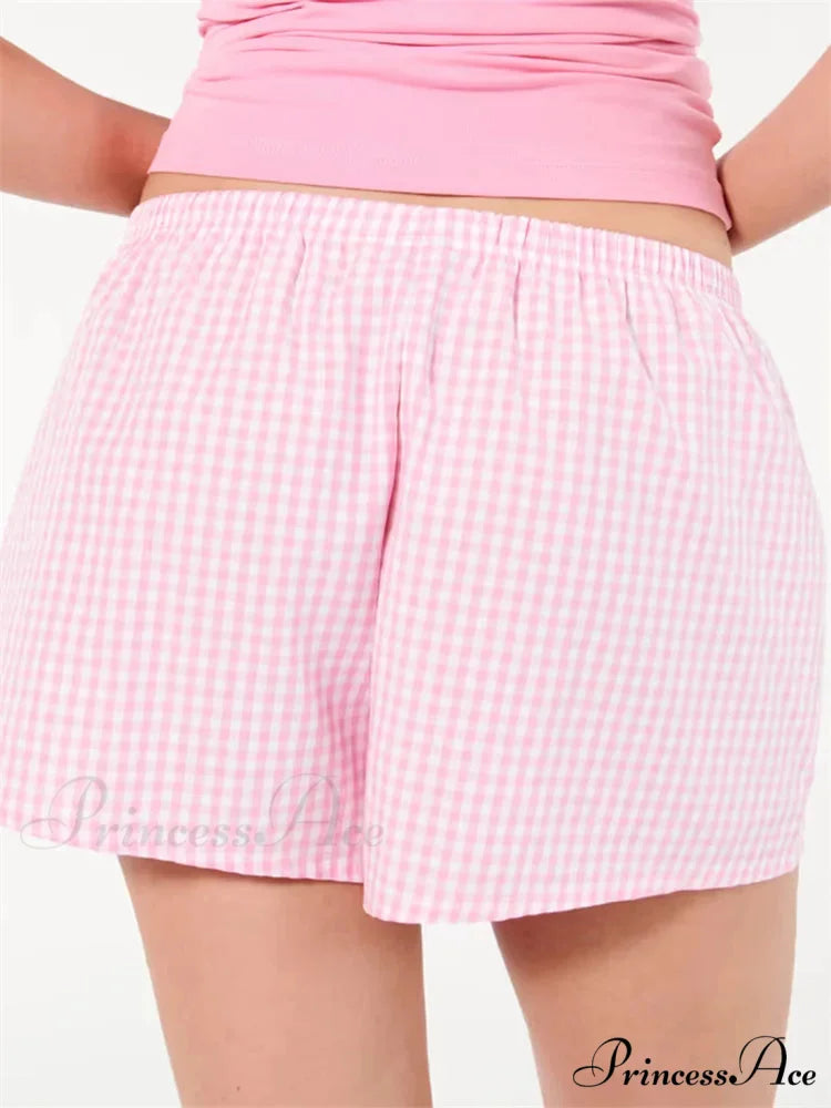 Checkered Stretchy Waist Sleep Short