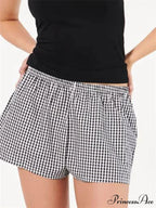 Checkered Stretchy Waist Sleep Short