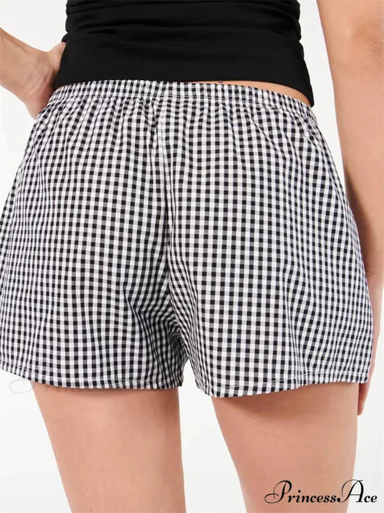 Checkered Stretchy Waist Sleep Short