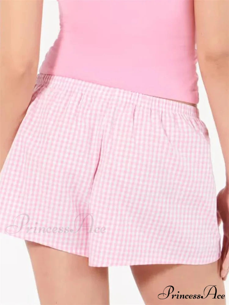 Checkered Stretchy Waist Sleep Short