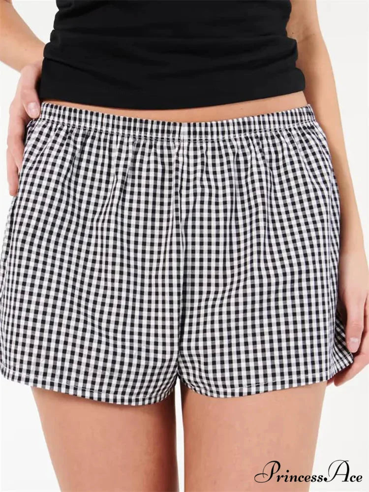 Checkered Stretchy Waist Sleep Short