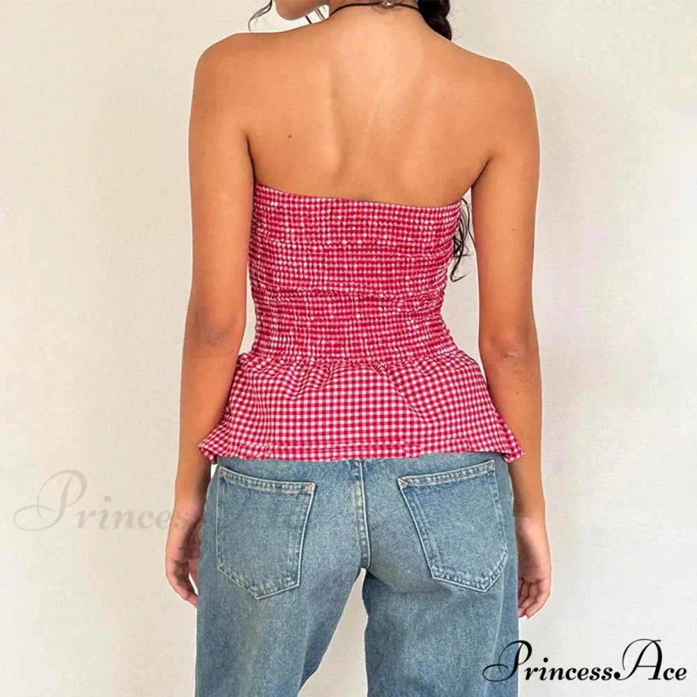 Checkered Tartan Tube Crop Top