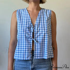Checkered Tie Front Crop Top
