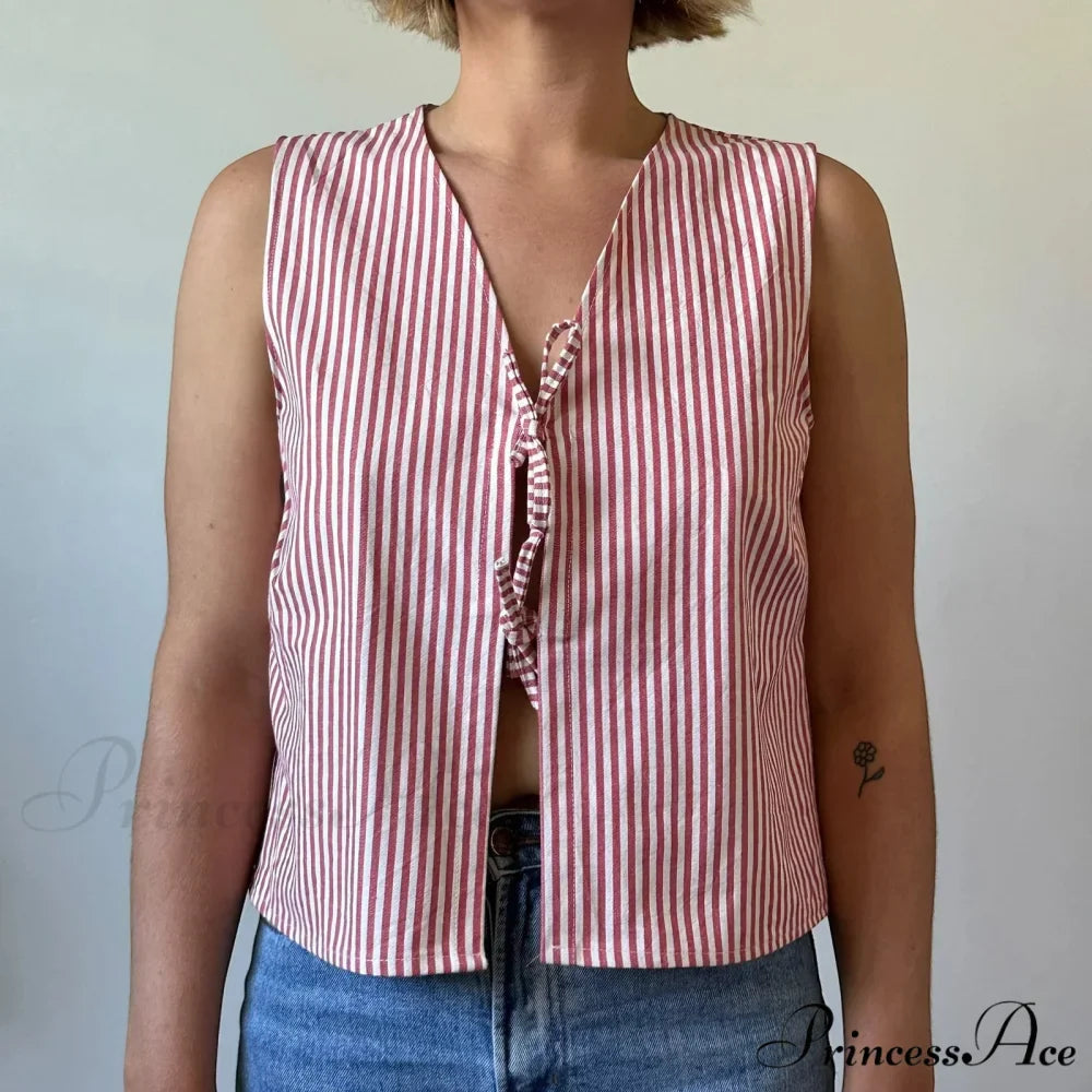 Checkered Tie Front Crop Top