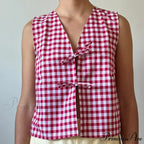 Checkered Tie Front Crop Top