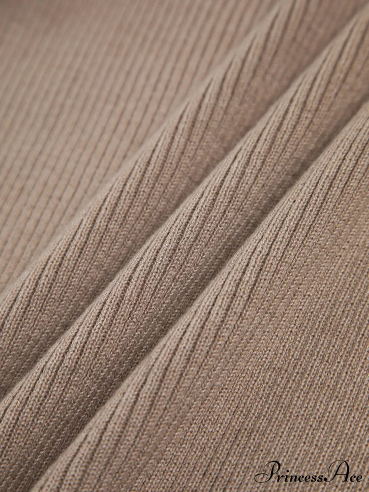 Chestnut Halter Graceful Rib Knit Top