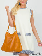 Chic Contrast Stitching Charming Fringe Mini Dress