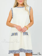 Chic Contrast Stitching Charming Fringe Mini Dress