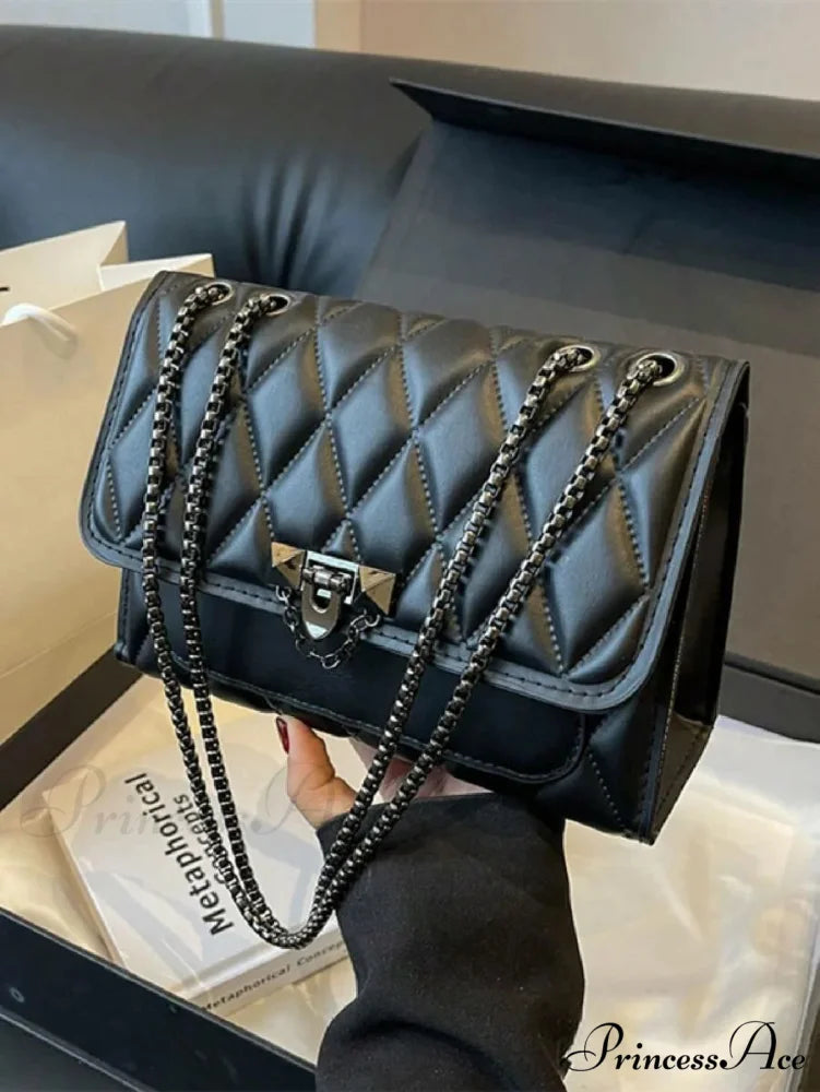 Chic Diamond Grid Crossbody Shoulder Bag