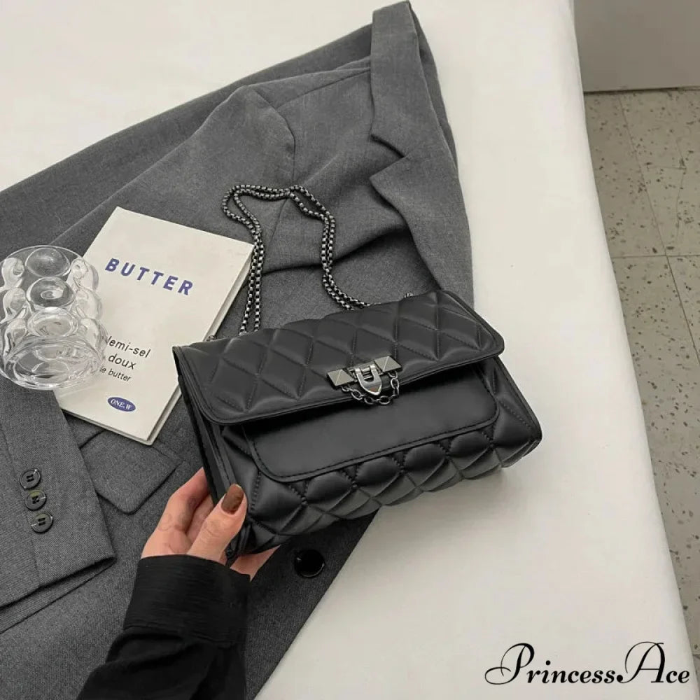 Chic Diamond Grid Crossbody Shoulder Bag