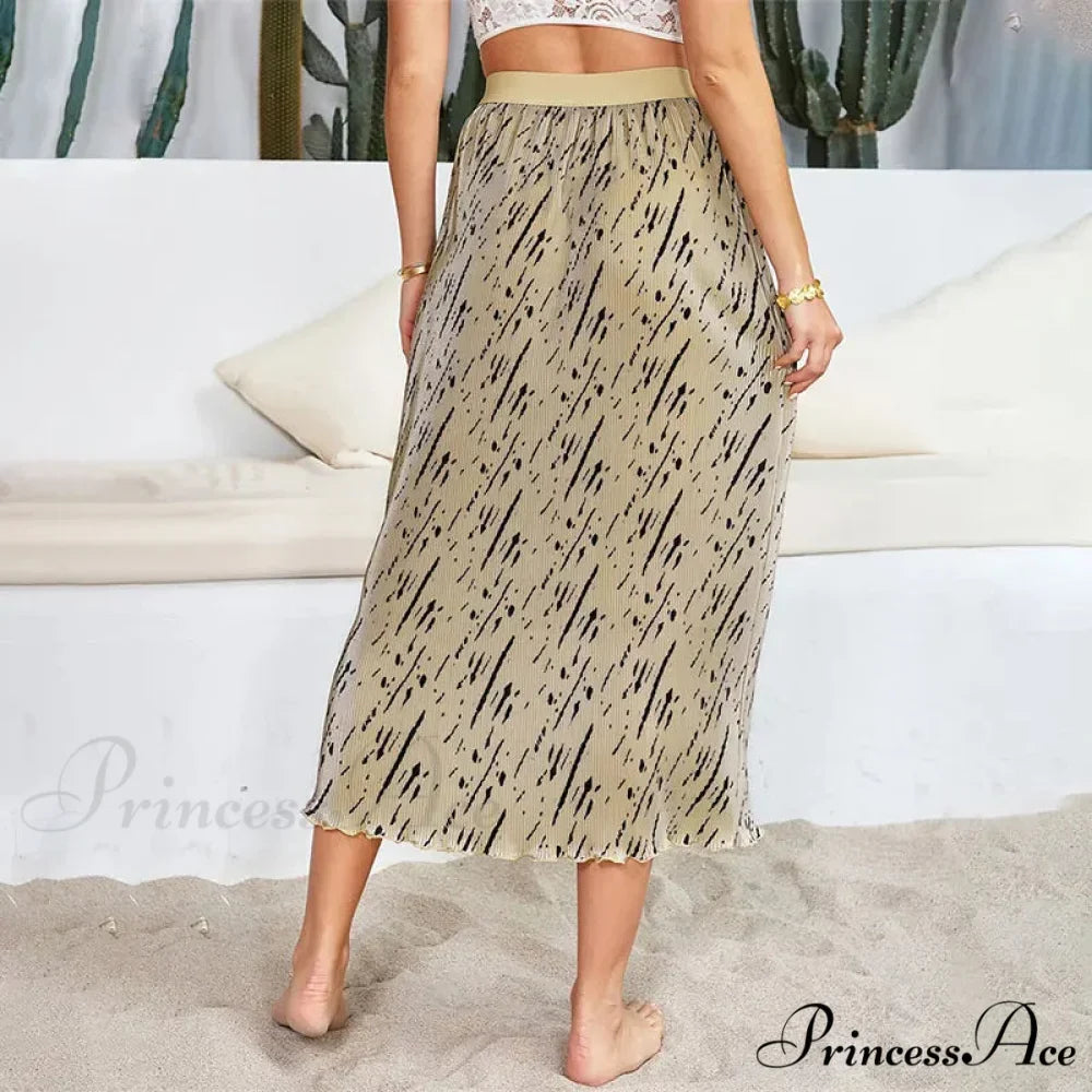 Chic Flower Patterned Tulle High Rise Flowy Umbrella Skirt