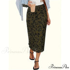 Chic Flower Patterned Tulle High Rise Flowy Umbrella Skirt