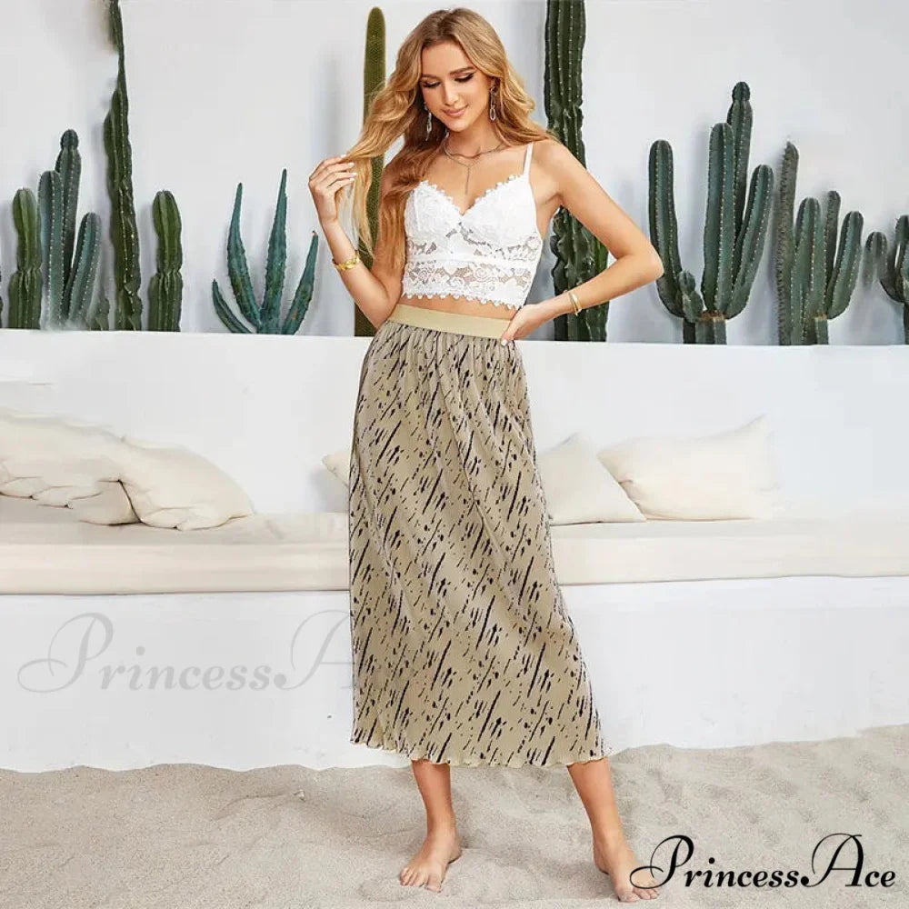 Chic Flower Patterned Tulle High Rise Flowy Umbrella Skirt