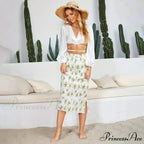 Chic Flower Patterned Tulle High Rise Flowy Umbrella Skirt