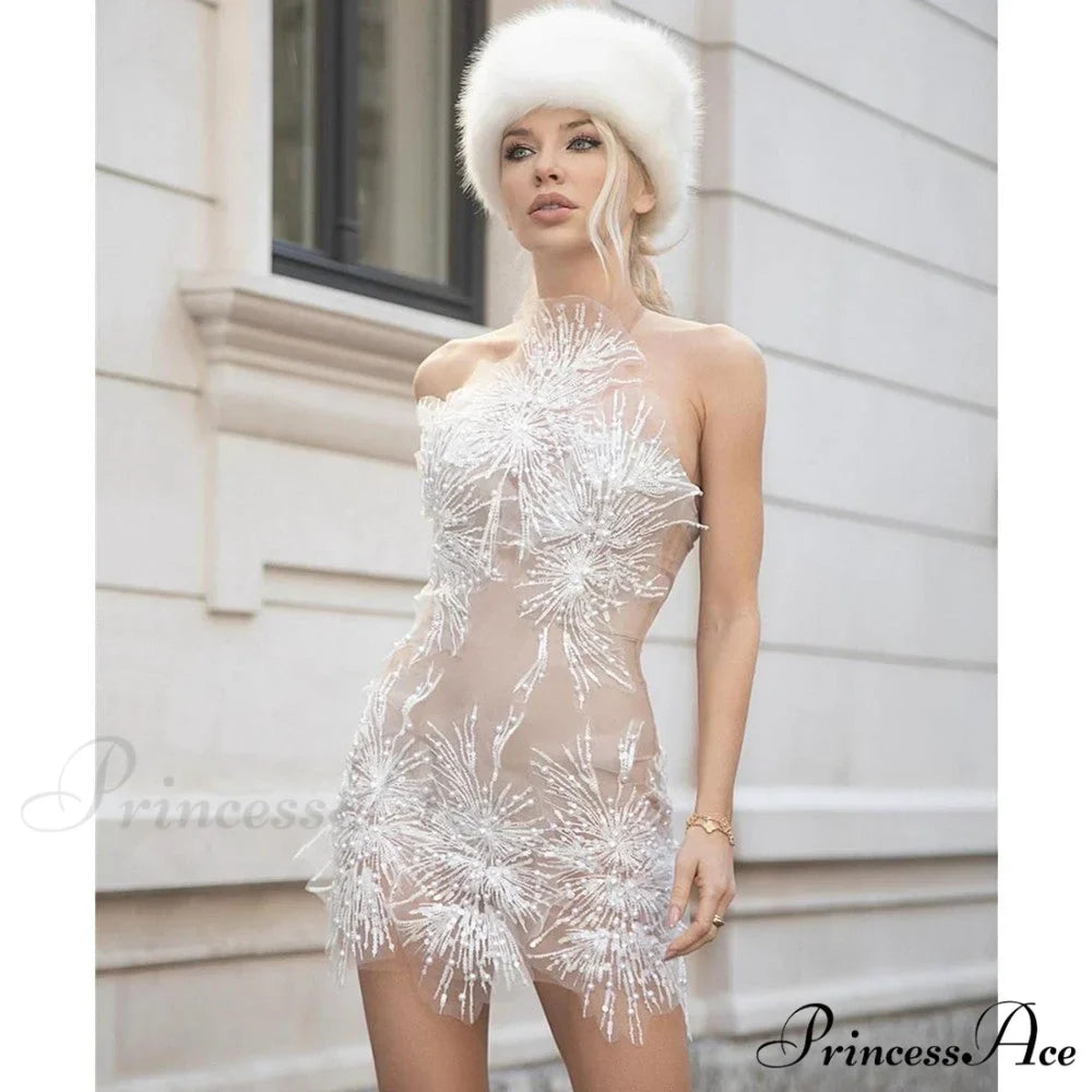 Chic Golden Floral Bodycon Dress Celebration Prom Dress