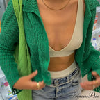 Chic Green Button-Up Knitted Vintage Fairycore Y2K Grunge Christmas Sweater