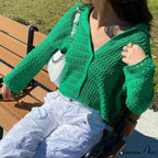 Chic Green Button-Up Knitted Vintage Fairycore Y2K Grunge Christmas Sweater