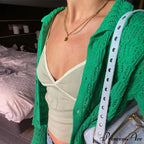 Chic Green Button-Up Knitted Vintage Fairycore Y2K Grunge Christmas Sweater