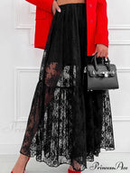 Chic Ivory Lace Straight High Waist Jacquard Weave Skirt