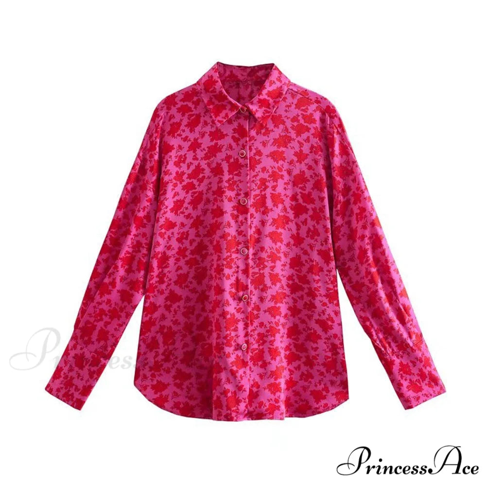 Chic Lady Long Sleeve Floral Print Blouses