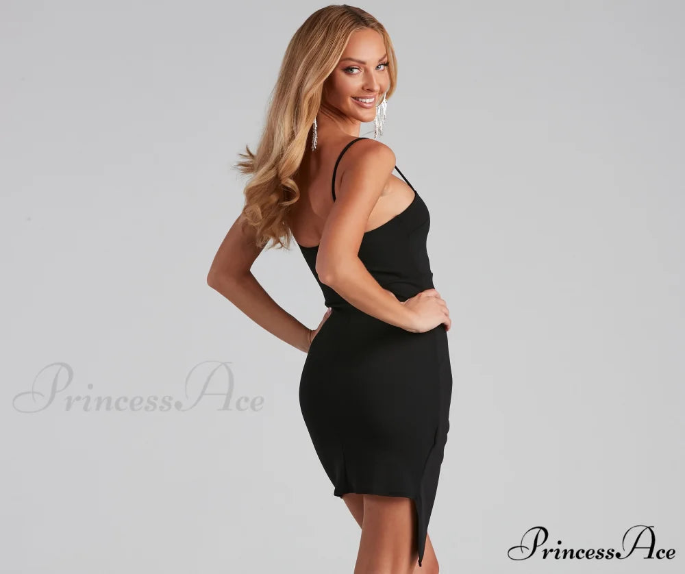 Chic Night Crepe Charming Wrap Mini Dress