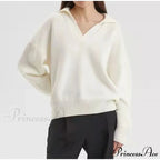 Chic Polo Collar Casual Oversized Solid Color Knitted Christmas Sweater