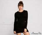 Chic Ribbed Knit Charming Basic Mini Dress