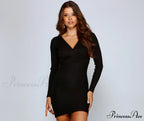 Chic Silhouette Ribbed Charming Knit Mini Dress