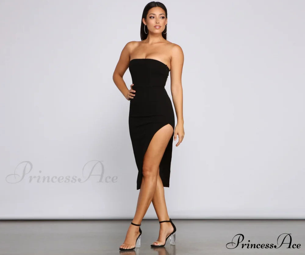 Chic Status Stylish Strapless Midi Dress