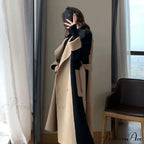 Chic Woolen Patchwork Double-breasted Anti-wrinkle Lapel Winter High Sense Stylish Coat
