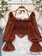 Chiffon Slim Harajuku Sexy Short Blouse