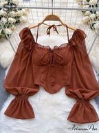 Chiffon Slim Harajuku Sexy Short Blouse