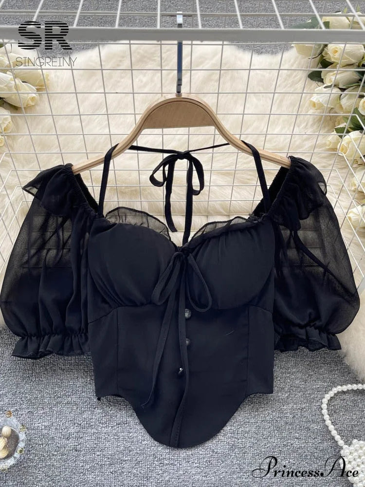 Chiffon Slim Harajuku Sexy Short Blouse