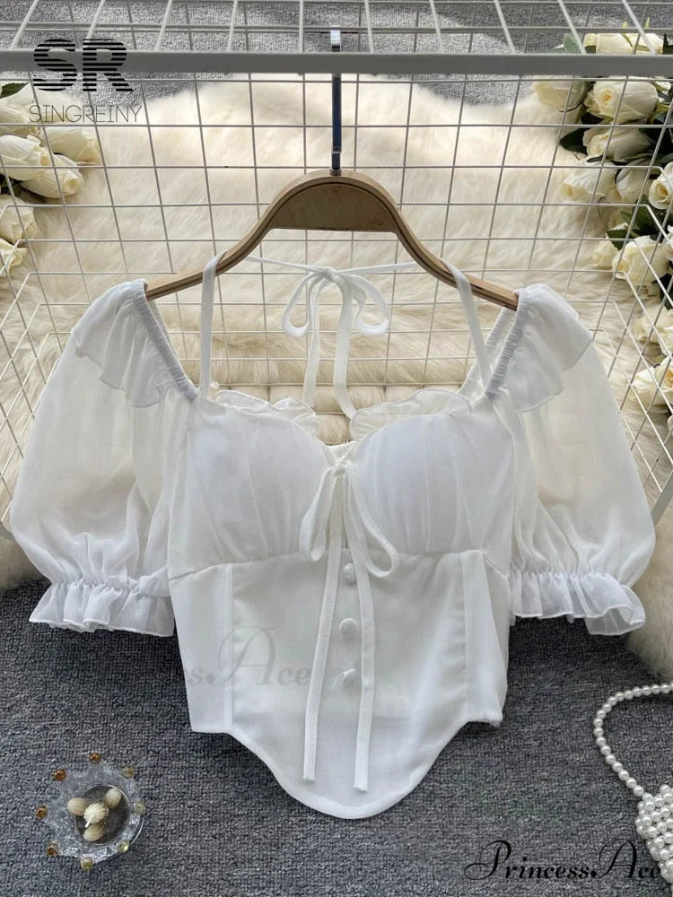 Chiffon Slim Harajuku Sexy Short Blouse