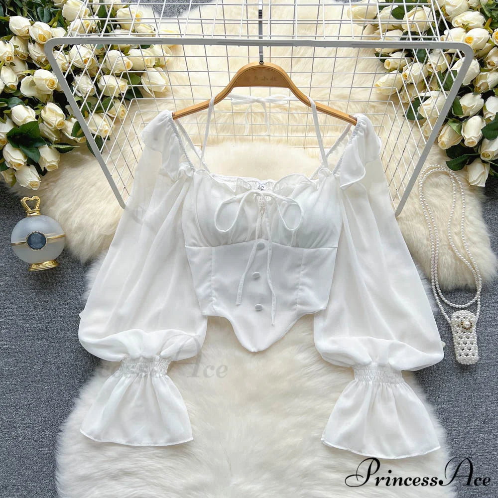 Chiffon Slim Harajuku Sexy Short Blouse