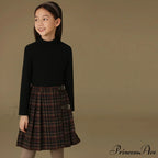 Children's Retro Plaid Wool Casual Thick Pleated Autumn Winter Skirt