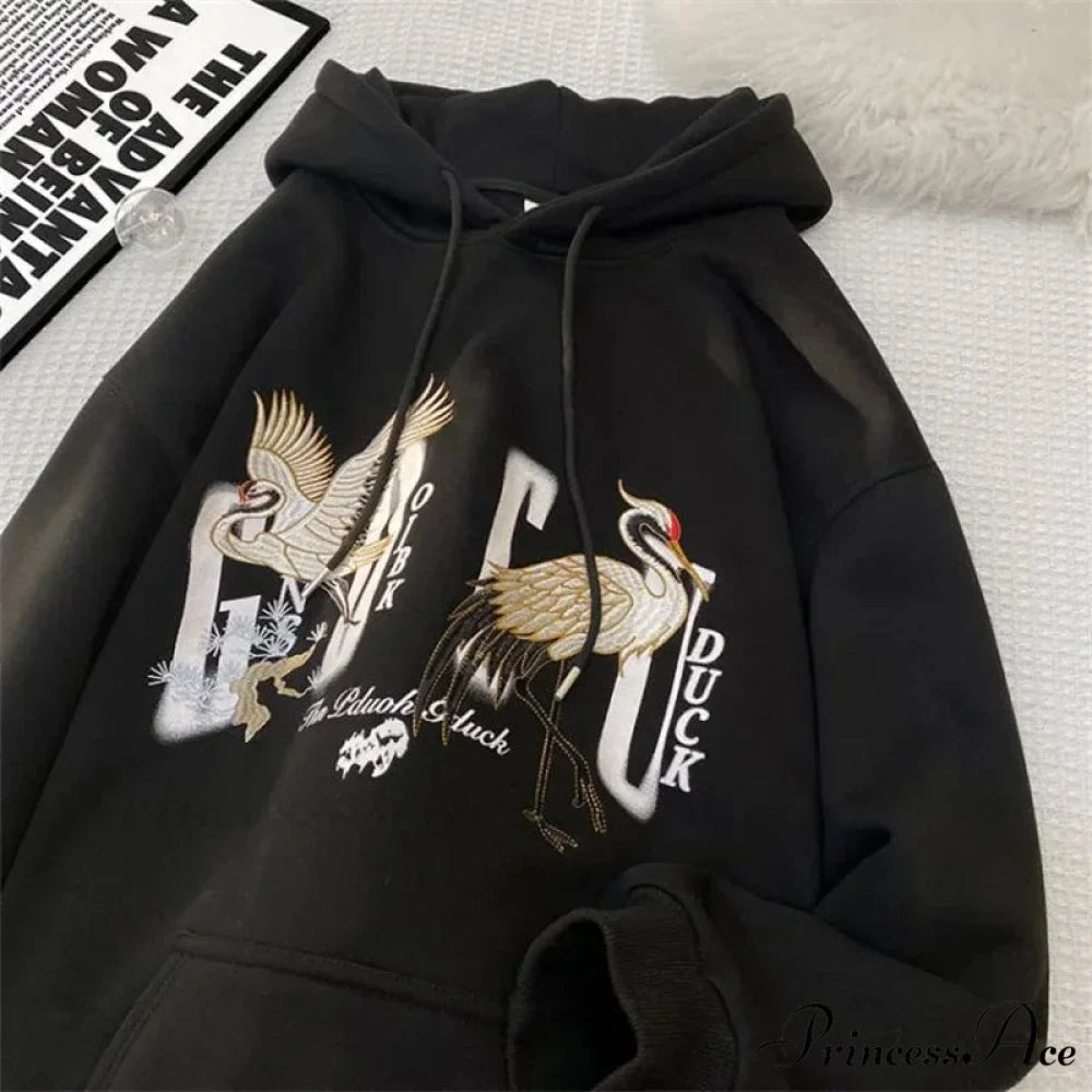Chinese Heron Pullover Hoodie