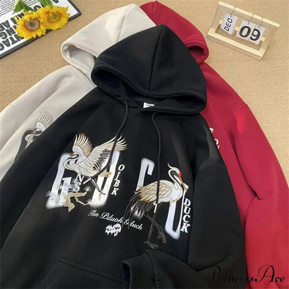 Chinese Heron Pullover Hoodie