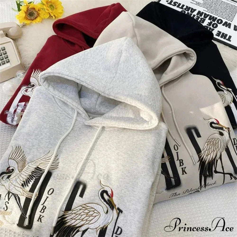 Chinese Heron Pullover Hoodie