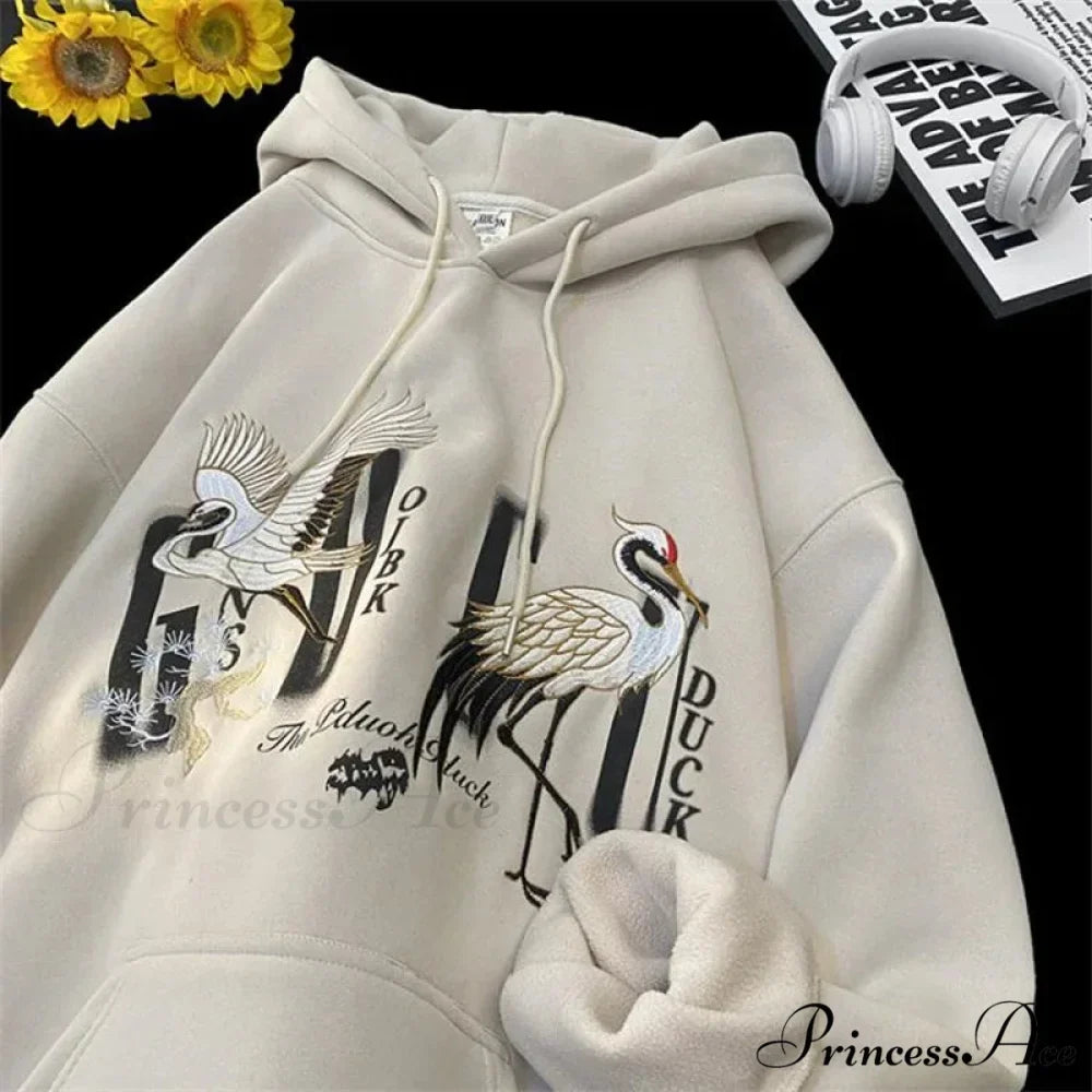 Chinese Heron Pullover Hoodie