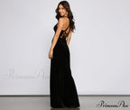 Christina Lace-Up Stylish Back Velvet Dress