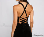 Christina Lace-Up Stylish Back Velvet Dress