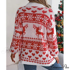 Christmas Deer Pocket Long Sleeve Cardigan