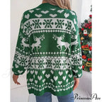 Christmas Deer Pocket Long Sleeve Cardigan