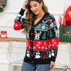 Christmas Deer Snowman Pullover Cardigan