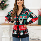 Christmas Deer Snowman Pullover Cardigan