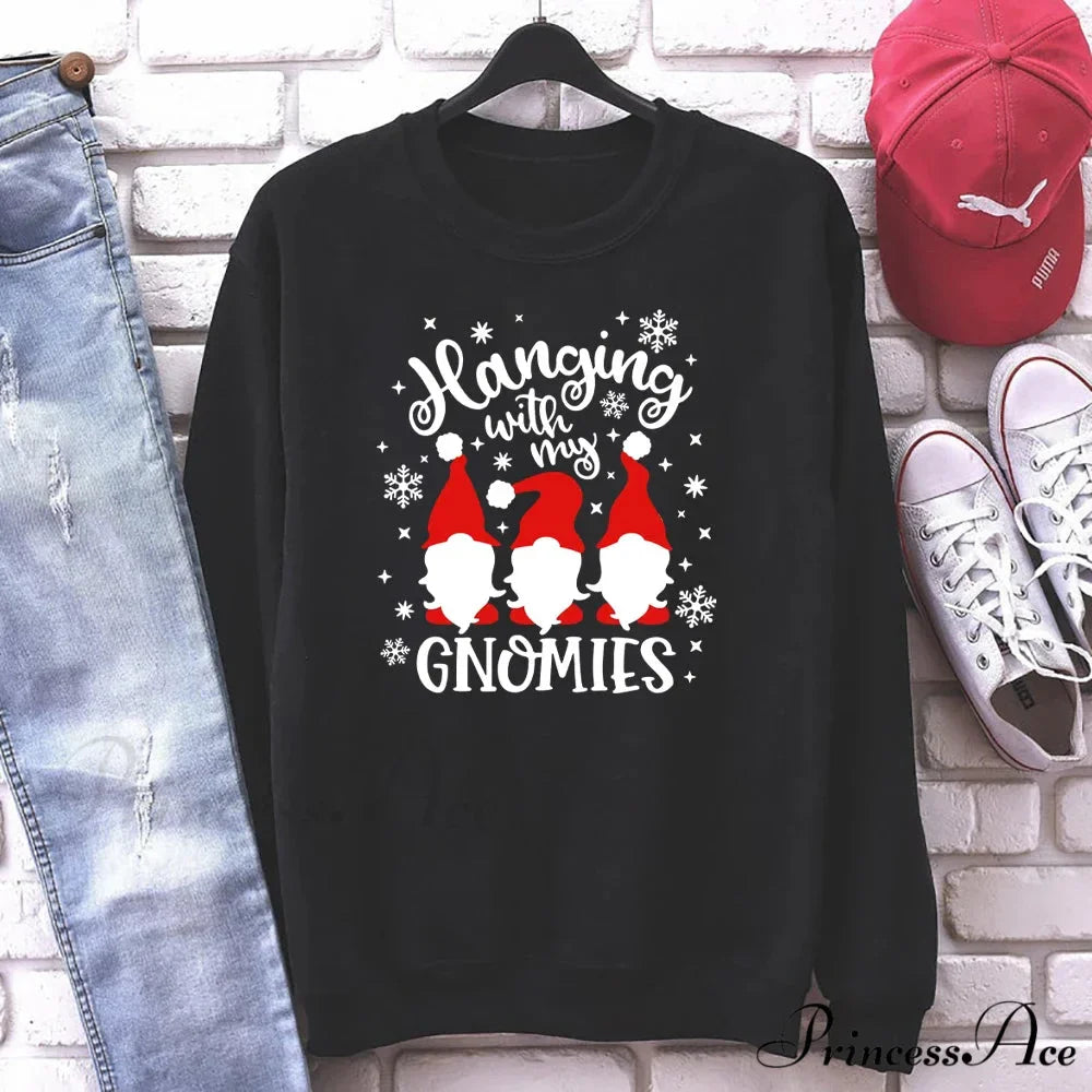 Christmas Gnomes Hanging Gnomies Funny Santa Graphic Christmas Hoodie